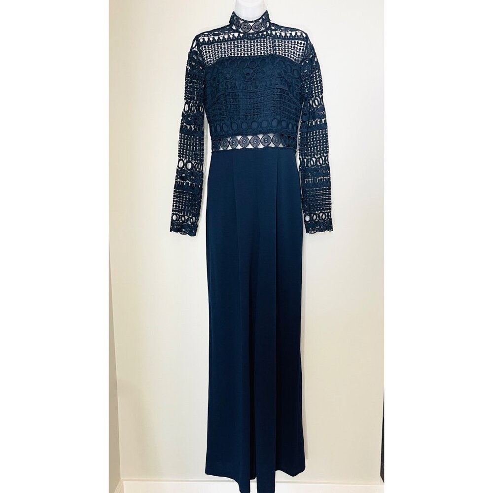 Love X Design Womens Navy Crochet Lace Jumpsuit M NWT